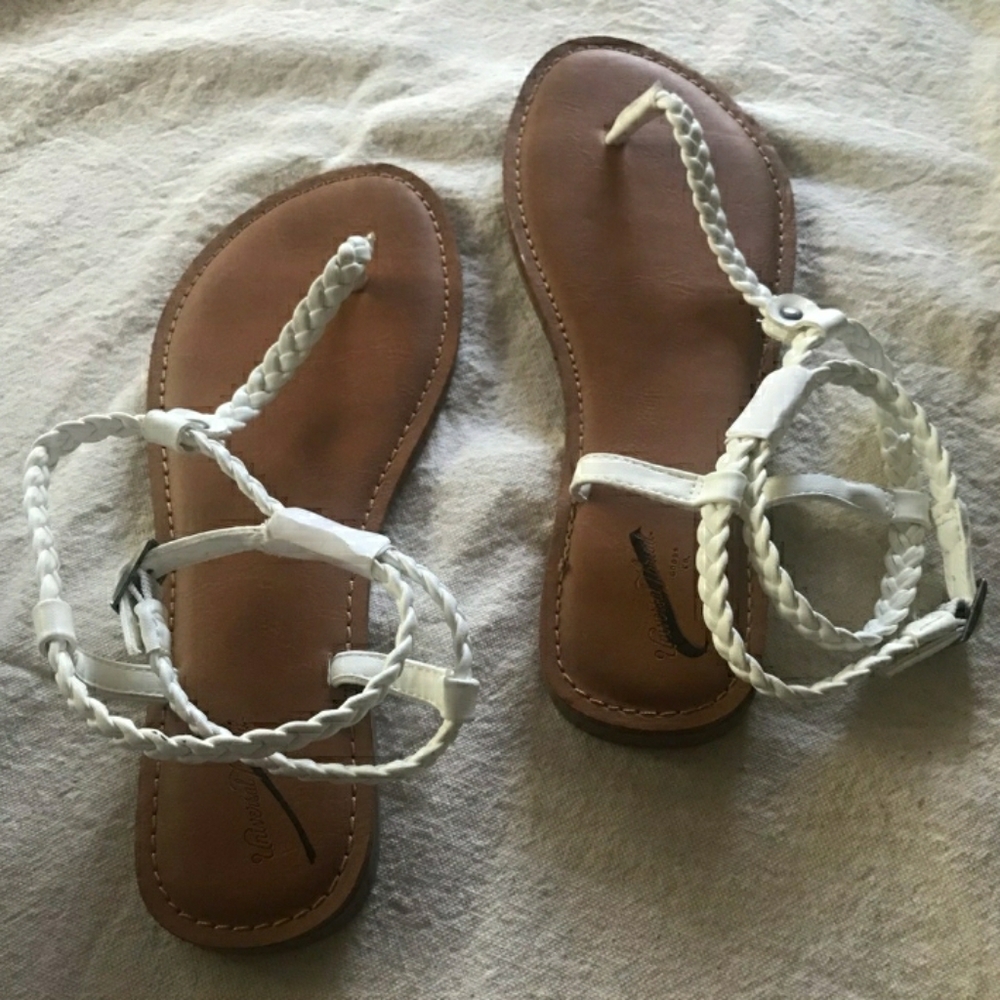 White Double Ankle Wrap Buckle Sandals